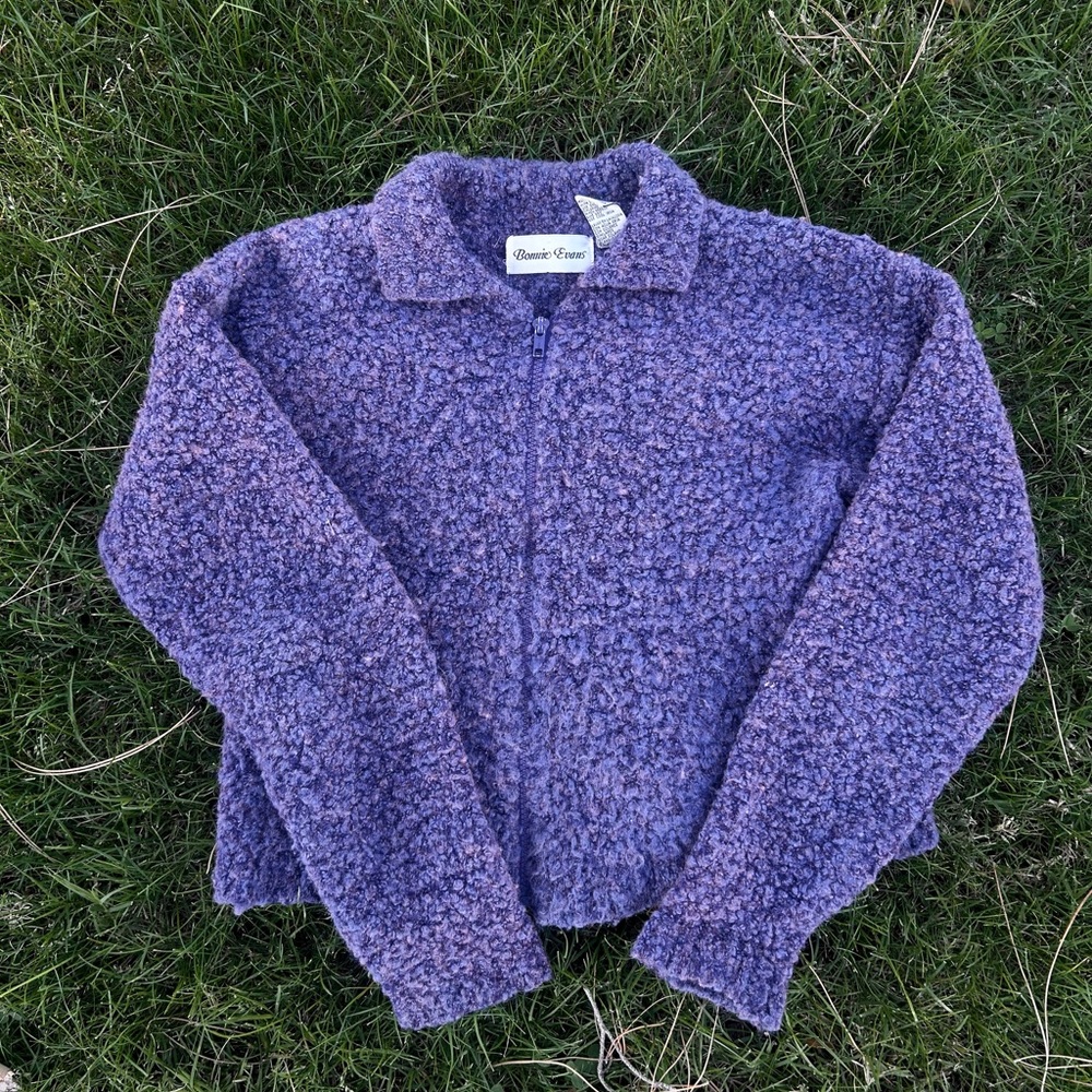 Vintage Bonnie Evan’s Purple Textured Zip-Up Jacket